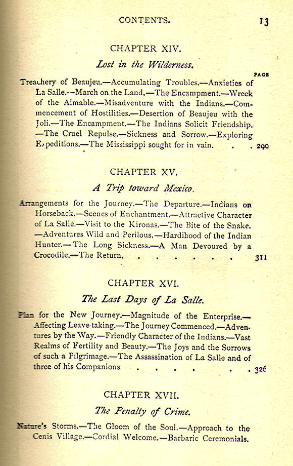 [Contents, Page 5 of 6] from Chevalier de La Salle by John S. C. Abbott