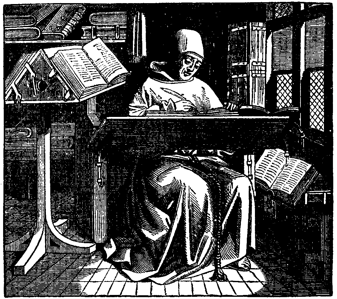 Monk writing on Vellum