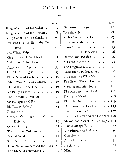 [Contents] from Fifty Famous Stories by James Baldwin