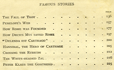 [Contents (continued)] from Thirty Famous Stories  by James Baldwin