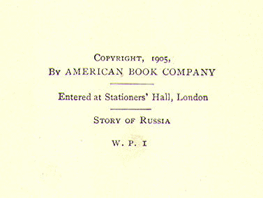 [Copyright Page] from The Story of Russia by R. Van Bergen