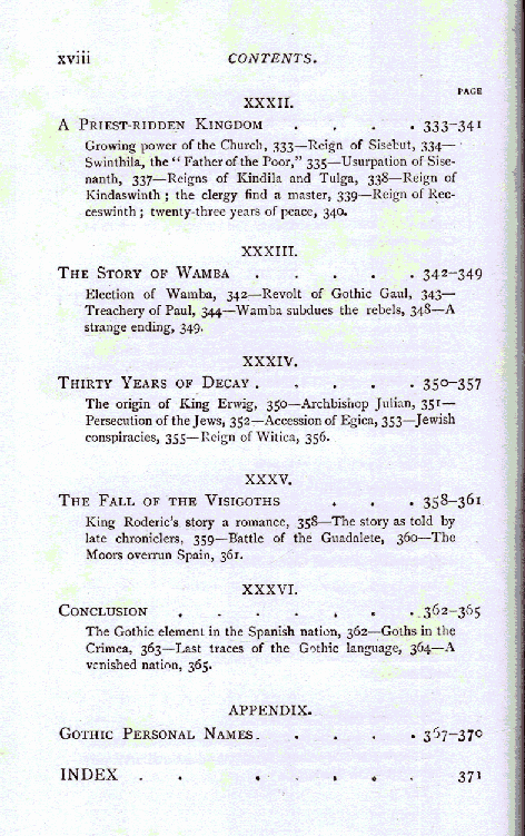 [Contents, Page 8 of 8] from The Goths by Henry Bradley