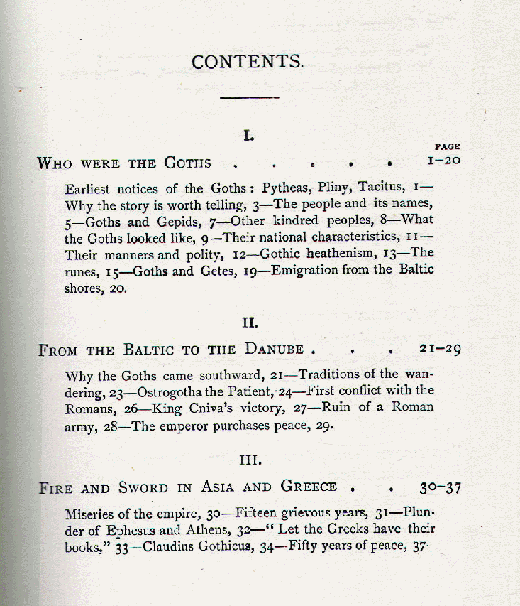 [Contents, Page 1 of 8] from The Goths by Henry Bradley