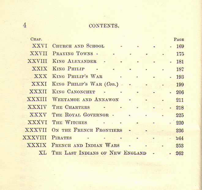 [Contents, Page 2 of 2] from Massasoit by Alma H. Burton