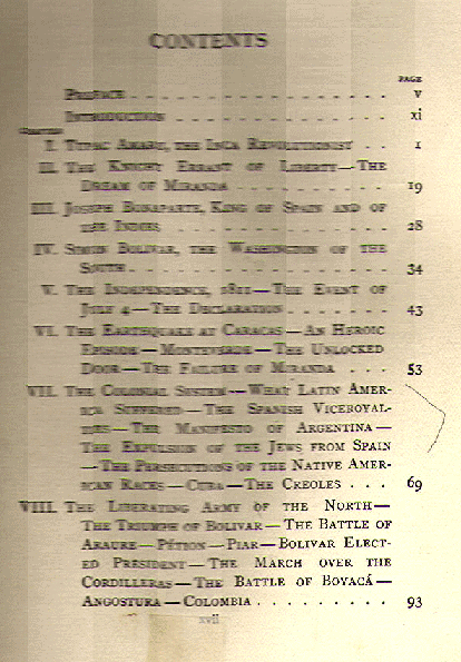 [Contents, Page 1 of 2] from South America by H. Butterworth