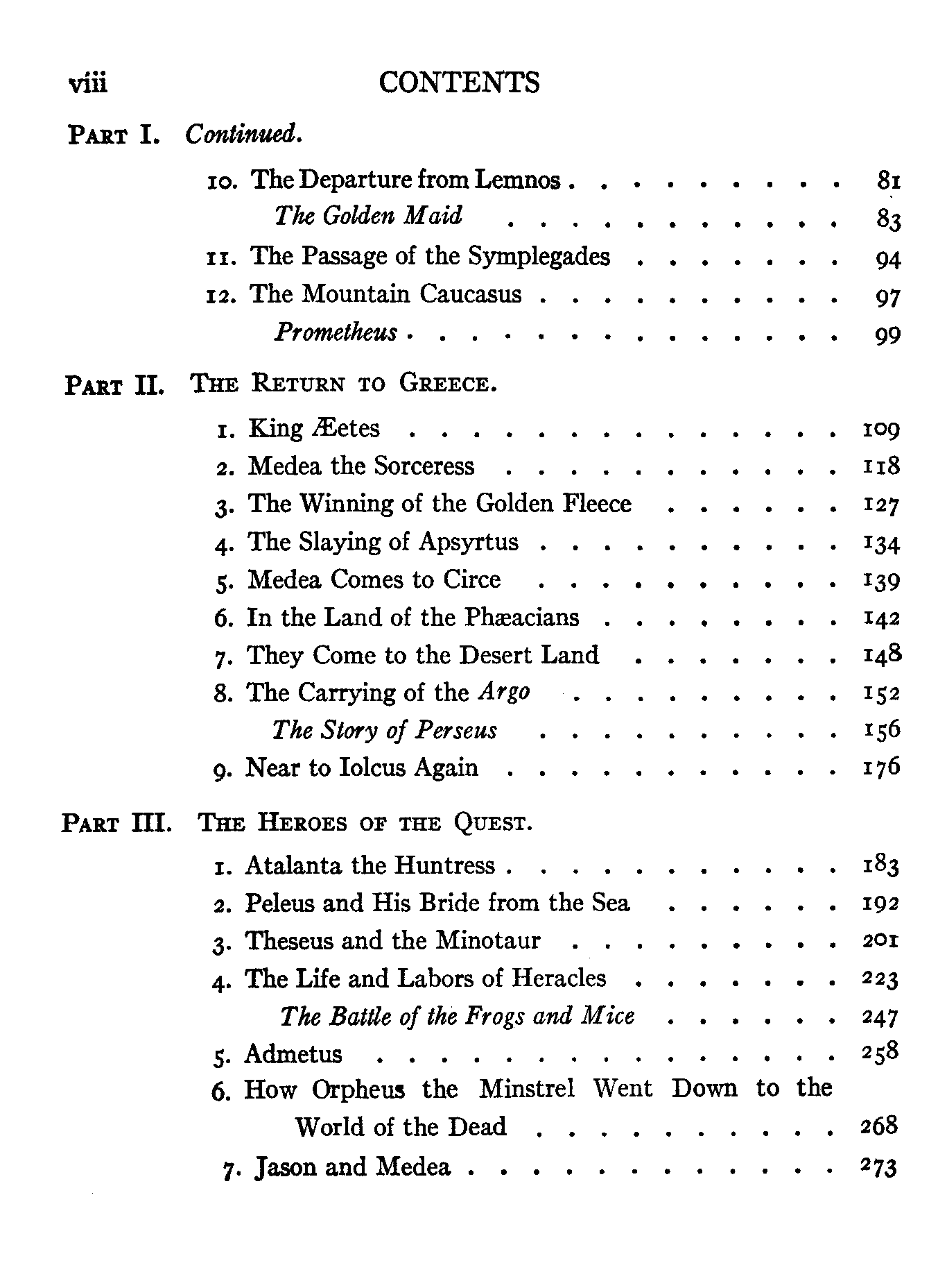 [Contents Page 2 of 2] from Golden Fleece by Padraic Colum