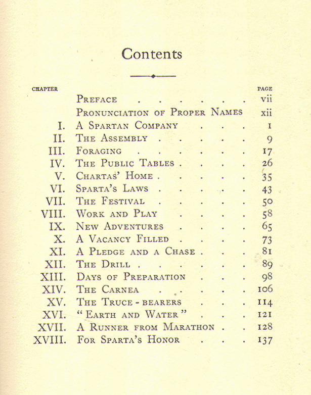[Contents] from Our Little Spartan Cousin by Julia D. Cowles