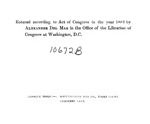[Contents] from History of Money in Ancient Times by Alexander Del Mar