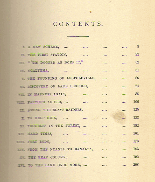 [Contents] from With Stanley on the Congo by M. Douglas