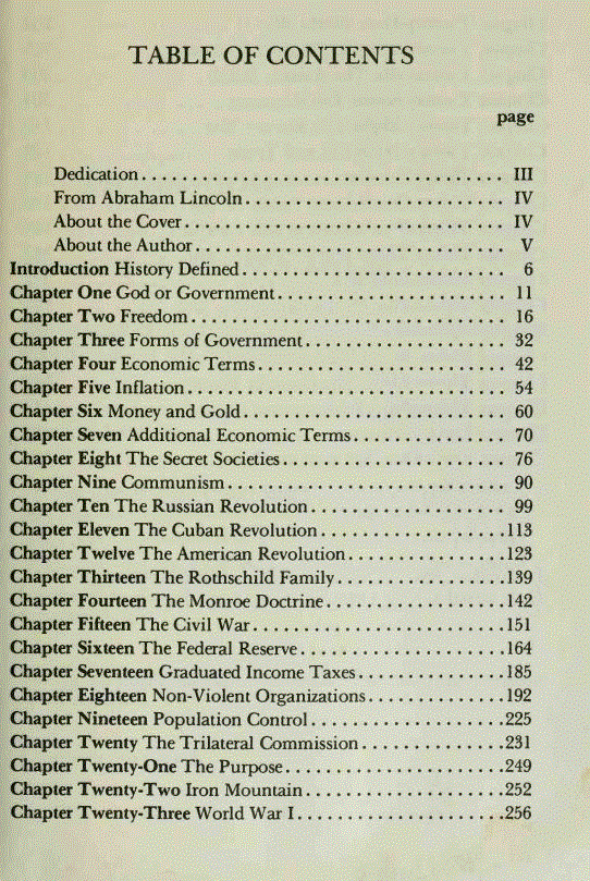 [Contents 1, of 2 from The Unseen Hand by Ralph Epperson [Contents 1, of 2 from The Unseen Hand by Ralph Epperson