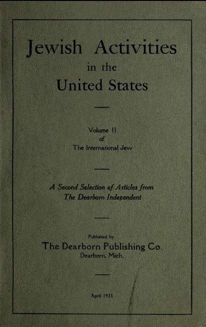 [Cover] from Jewish Activities in U.S. by Henry Ford