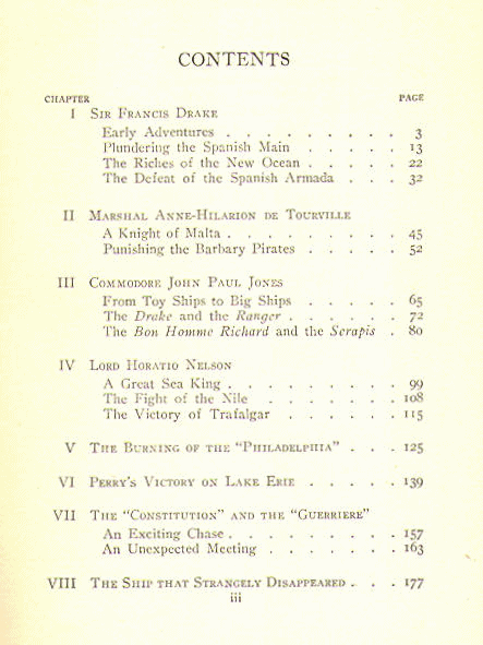 [Contents, Page 1 of 2] from Boys' Book of Sea Fights by Chelsea Fraser