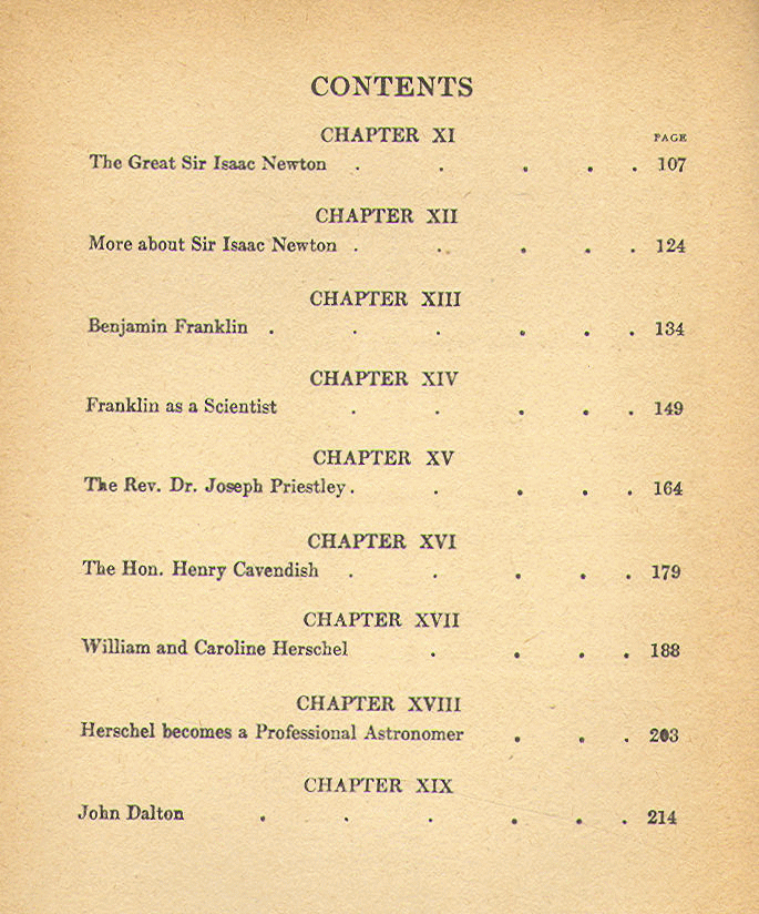 [Contents, Page 2 of 2] from Stories of Great Scientists by Charles Gibson