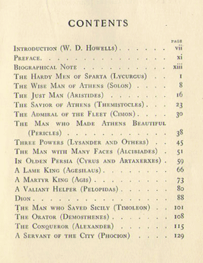 [Contents, Page 1 of 2] from Children's Plutarch - Greeks by F. J. Gould
