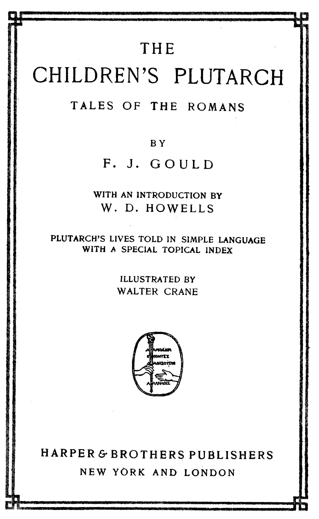[Title Page] from Children's Plutarch - Romans by F. J. Gould