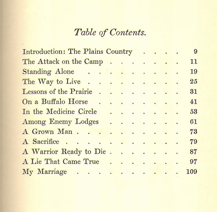 [Contents] from When Buffalo Ran by G. B. Grinnell