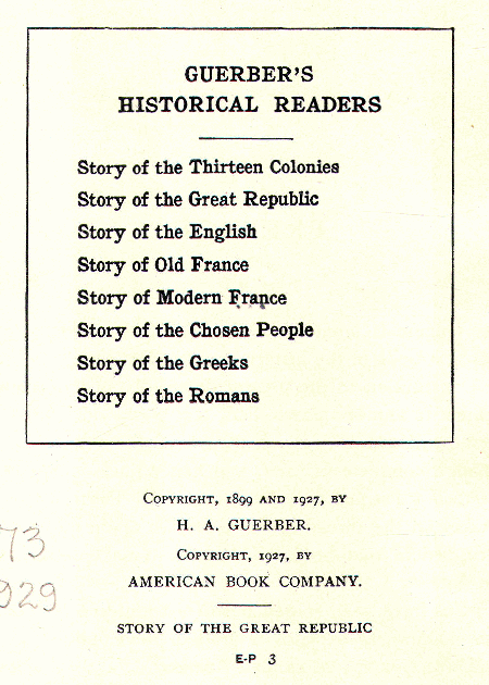 [Copyright] from Story of the Great Republic by Helene Guerber