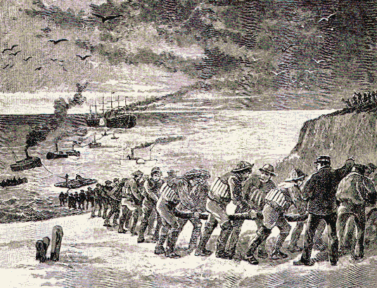 Bringing the cable ashore