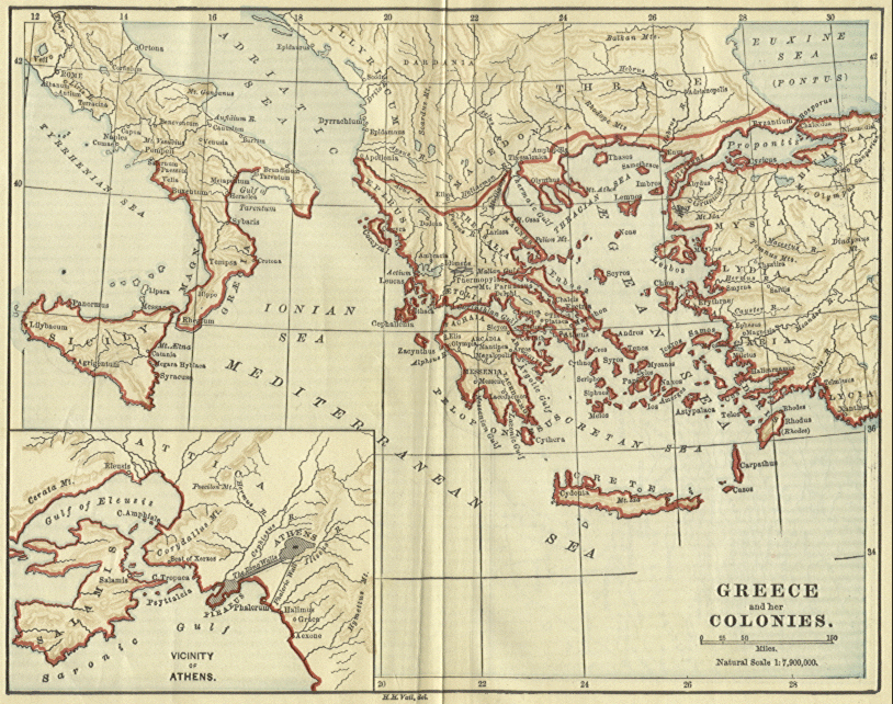 [Map of Greece and Her Colonies] from Famous Men of Greece by John Haaren