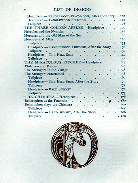 [List of Designs (continued)] from The Wonder Book by N. Hawthorne