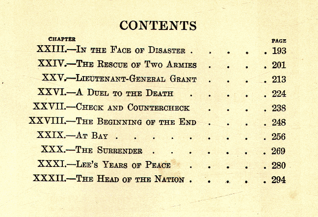 [Contents, page 2 of 2] from On the Trail of Grant and Lee by Frederick T. Hill