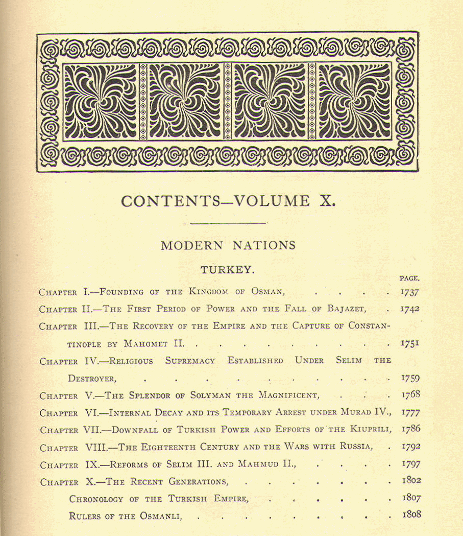 [Contents] from Greatest Nations - Turkey by C. F. Horne