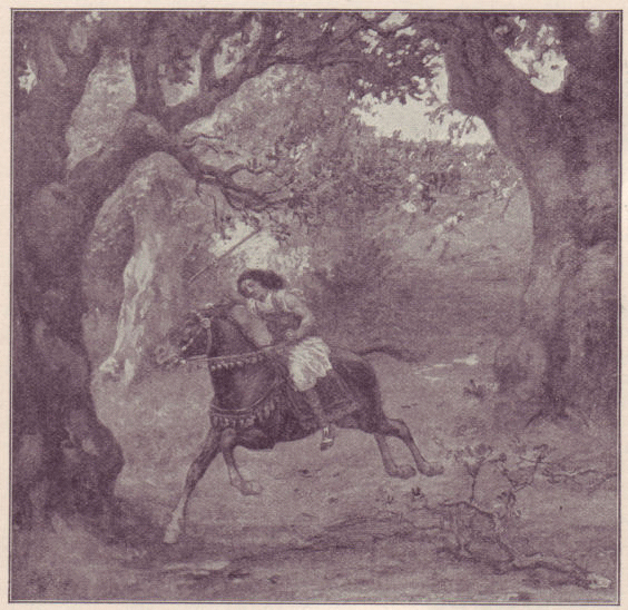 Absalom fleeing through the forest