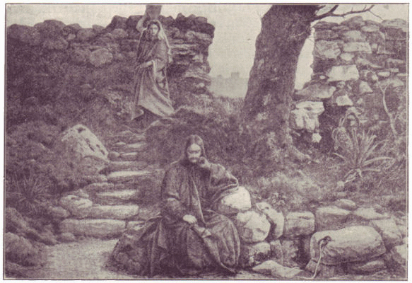 The woman of Samaria sees Jesus at the well