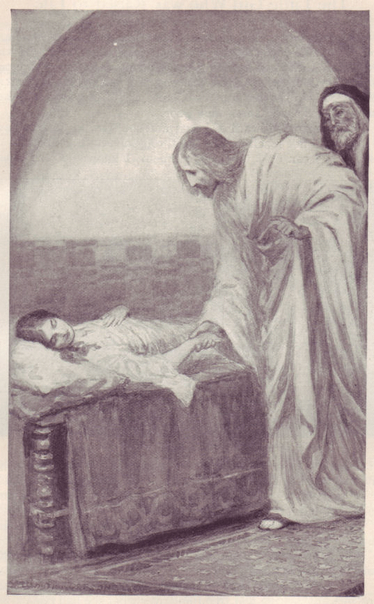 Jesus raising Jairus' daughter to life