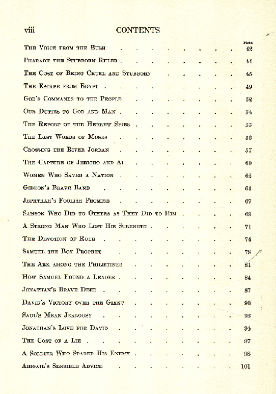 [Contents, Page 2 of 4] from Children's Old Testament by Sherman and Kent