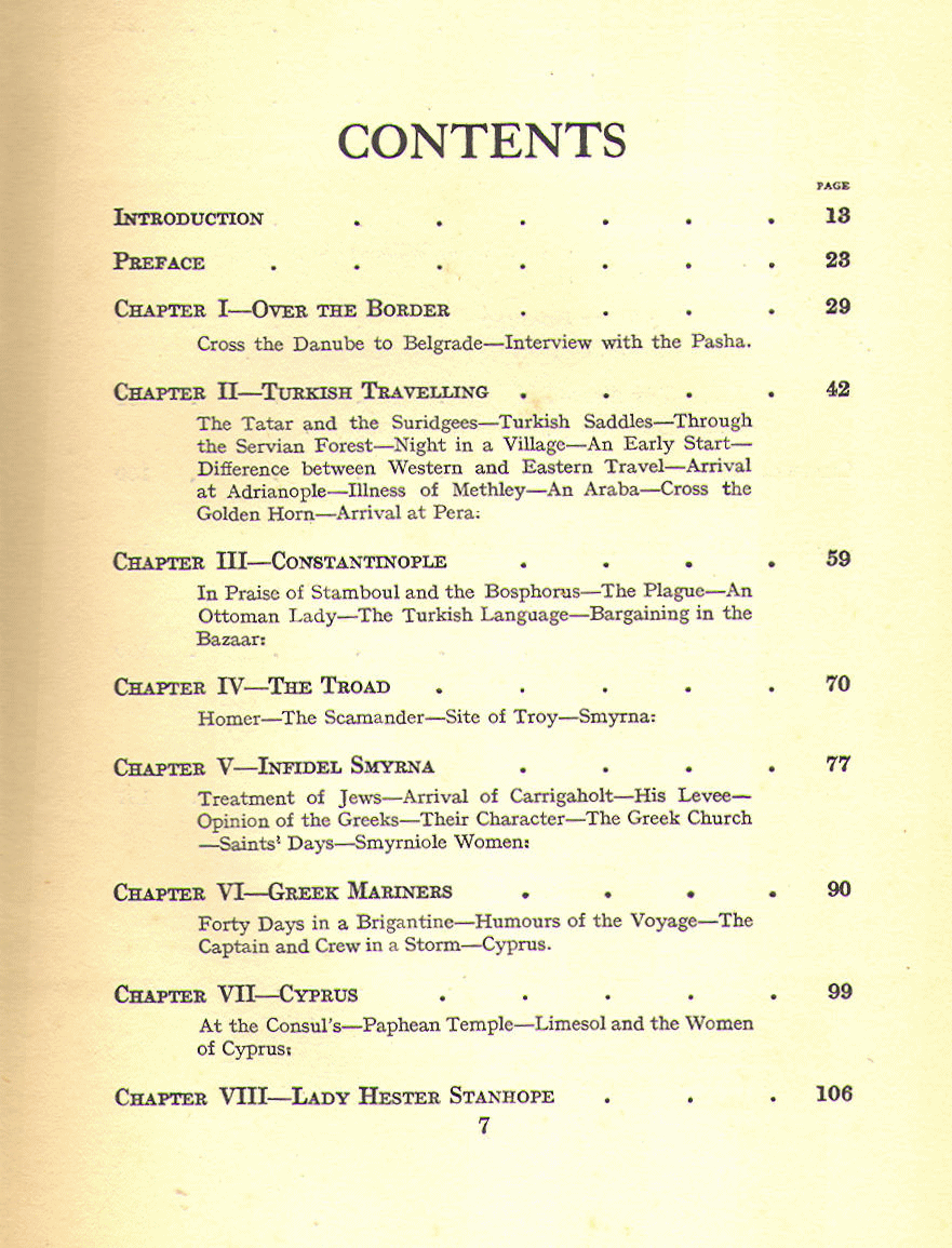[Contents, Page 1 of 3] from Eothen - Travel in the East by A. W. Kinglake