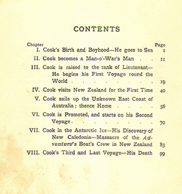 [Contents] from The Story of Captain Cook by John Lang