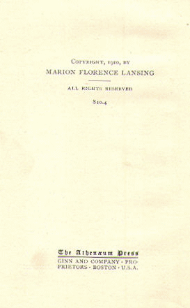 [Copyright Page] from Page - Esquire - Knight by Marion Lansing