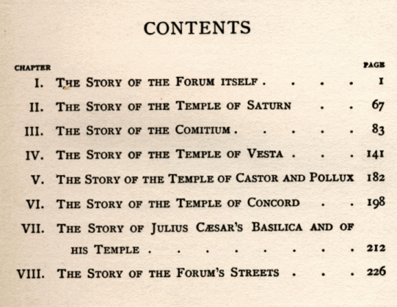 [Contents] from Stories from the Roman Forum by Isabel Lovell