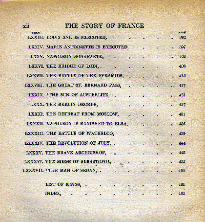 [Contents, Page 4 of 4] from The Story of France by Mary Macgregor