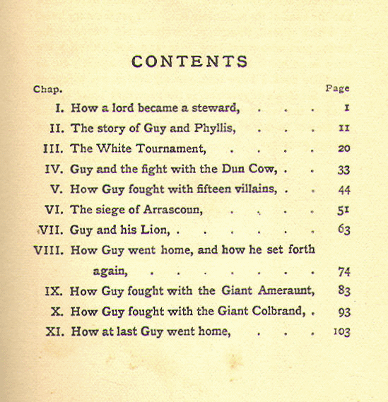 [Contents] from Stories of Guy of Warwick by H. E. Marshall