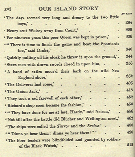 [List of Illustrations (continued)] from Our Island Story by H. E. Marshall
