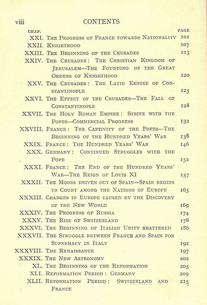 [Contents, Page 2 of 3] from The Story of Europe by H. E. Marshall