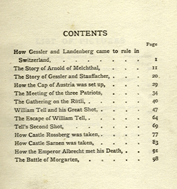[Contents] from Stories of William Tell  by H. E. Marshall
