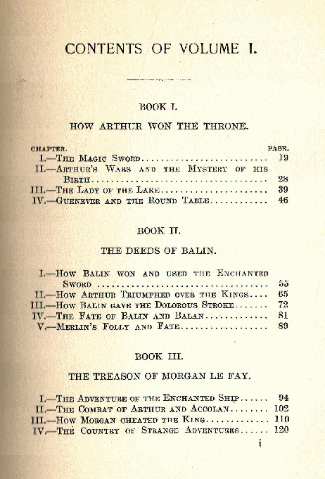 [Contents, Page 1 of 2] from King Arthur I by Charles Morris