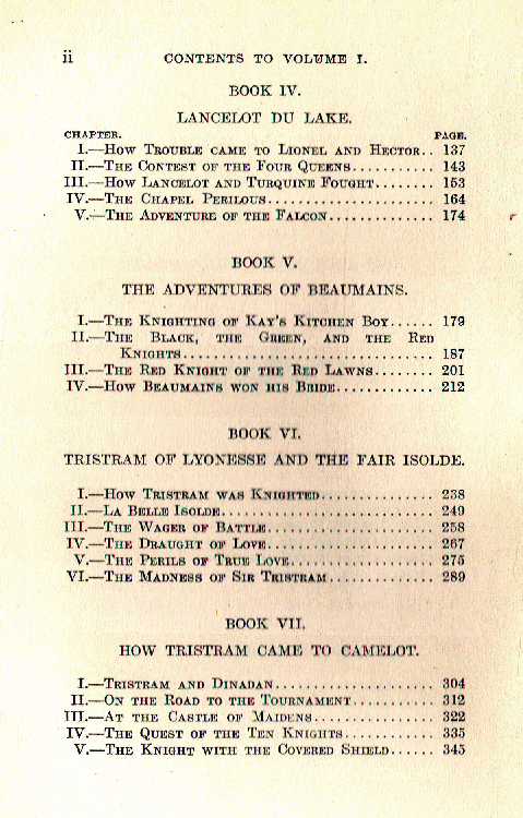 [Contents, Page 2 of 2] from King Arthur I by Charles Morris
