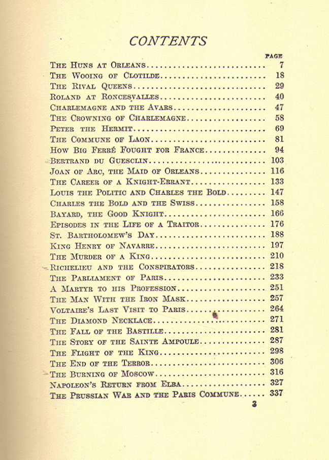 [Contents] from Historical Tales - French by Charles Morris