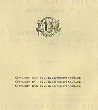 [Copyright Page] from Historical Tales - Greek by Charles Morris