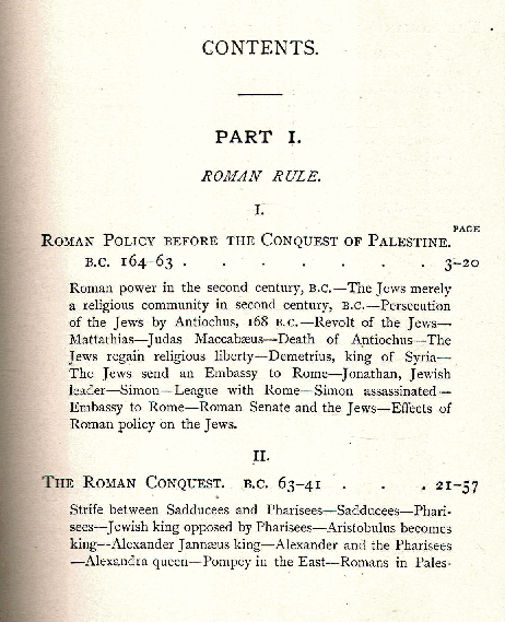 [Contents, Page 1 of 7] from The Jews Under Roman Rule by W. D. Morrison