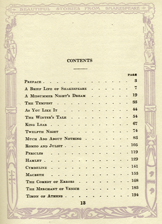 [Contents] from Stories from Shakespeare by E. Nesbit