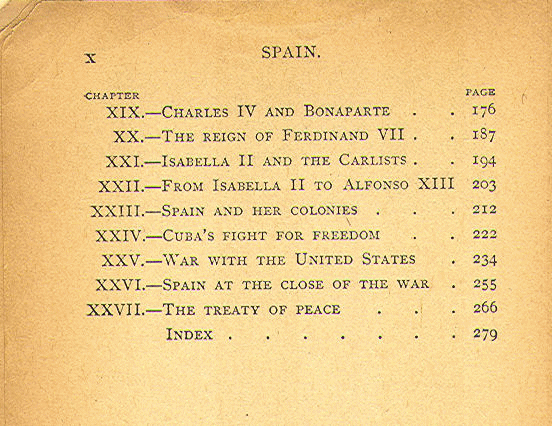 [Contents, Page 2 of 2] from History of Spain by Frederick Ober