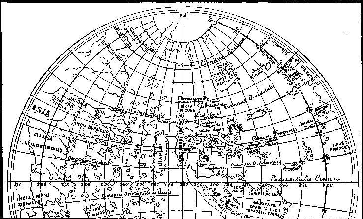 North America from the globe of Johann Schoener.