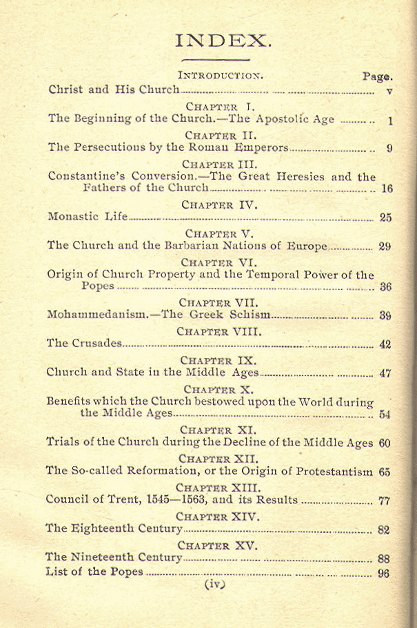 [Contents] from Catechism of Church History by J. Oechtering