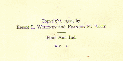 [Copyright Page] from Four American Indians by Frances Perry