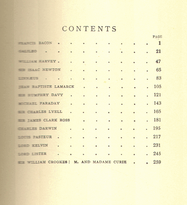 [Contents] from Lives of Great Scientists by F. J. Rowbotham